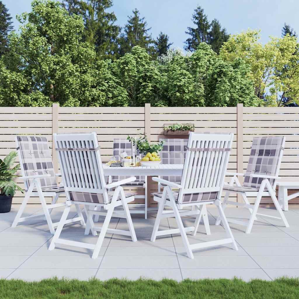 vidaXL Възглавници за градински стол 6 бр сиво каре 120x50x3 см плат