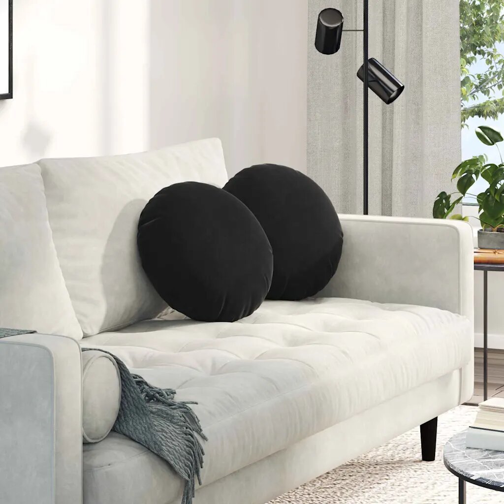 vidaXL Възглавници за седалки 2 pcs Черно Ø 40 x 13 см Кадифе