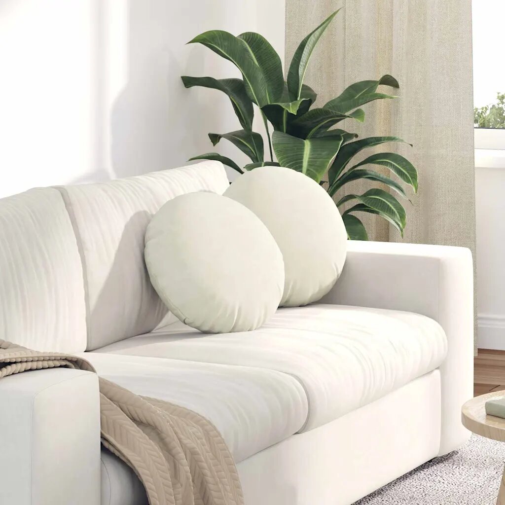 vidaXL Възглавници за седалки 2 pcs Крем Ø 40 x 13 см Кадифе