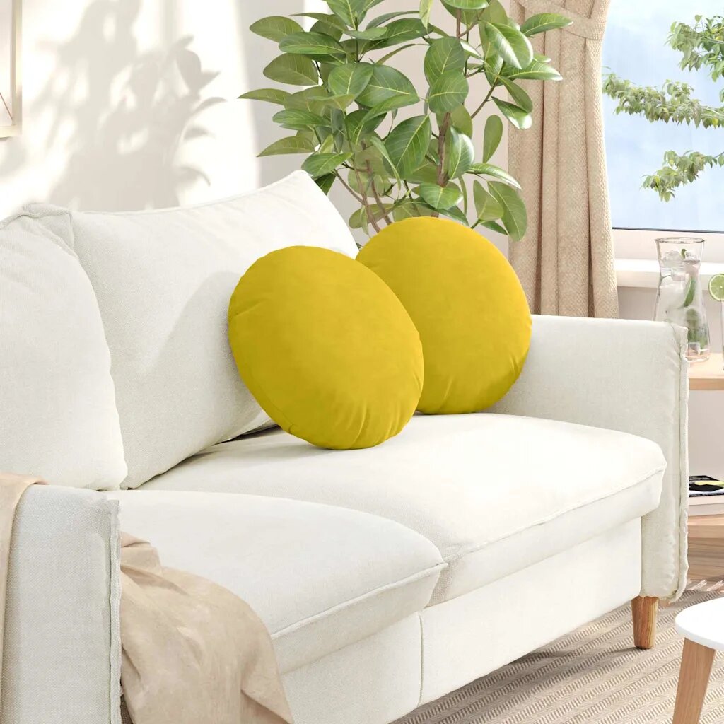 vidaXL Възглавници за седалки 2 pcs Жълто Ø 40 x 13 см Кадифе