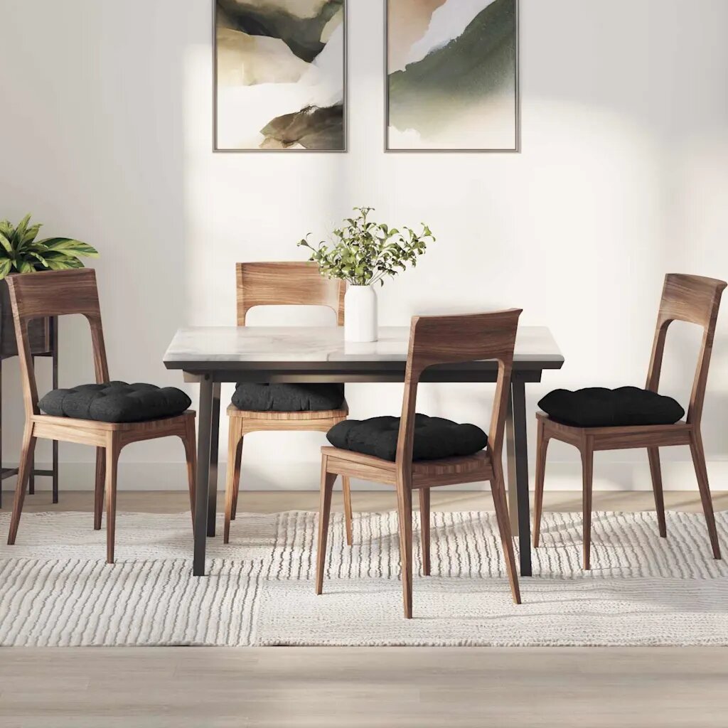 vidaXL Възглавници за седалки 4 бр. Текстил Черно 40 x 40 x 12 см