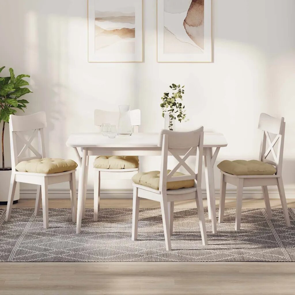 vidaXL Възглавници за седалки 4 бр. Текстил Кремаво 40 x 40 x 12 см