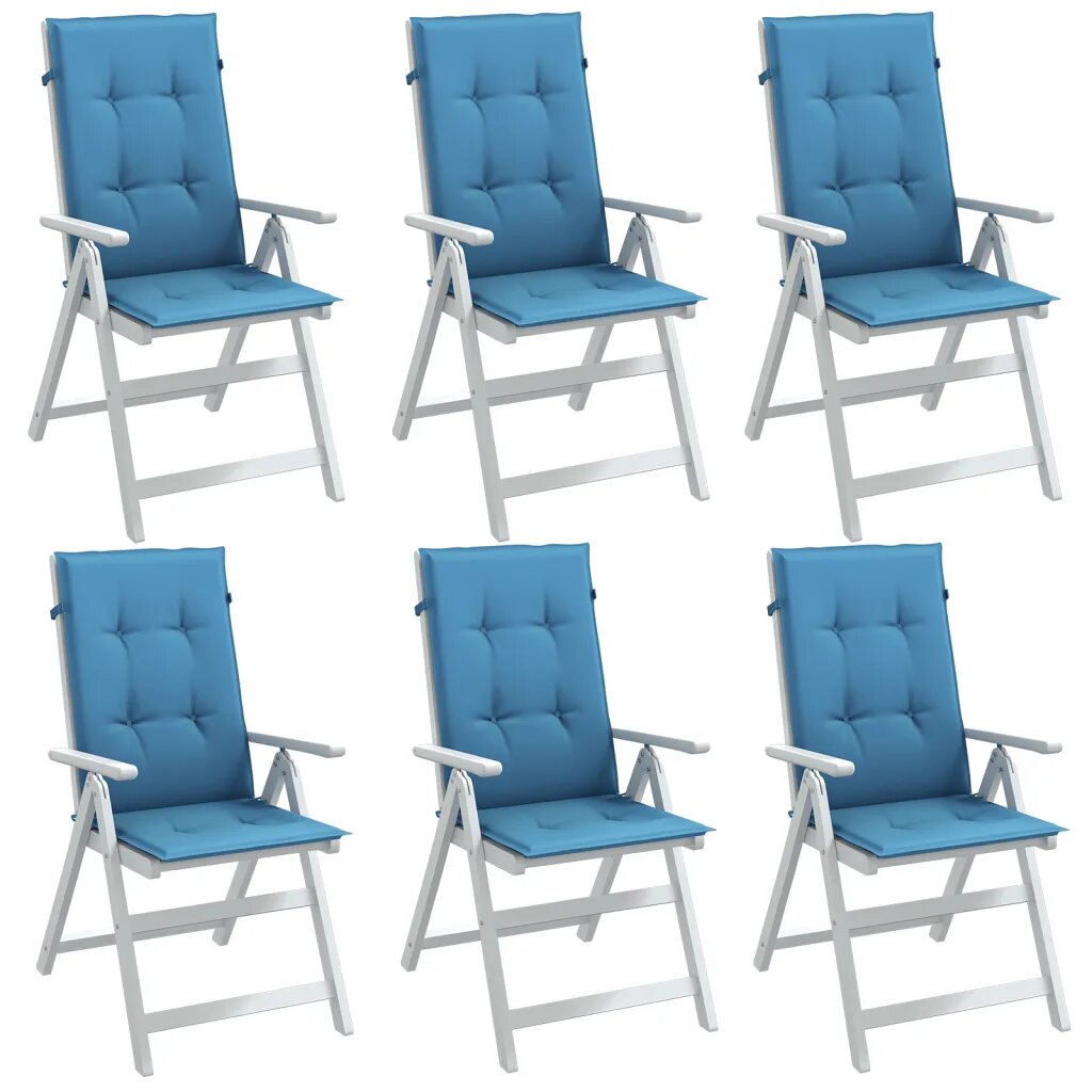 vidaXL Възглавници за стол 6 бр меланж сини 120x50x4 см плат