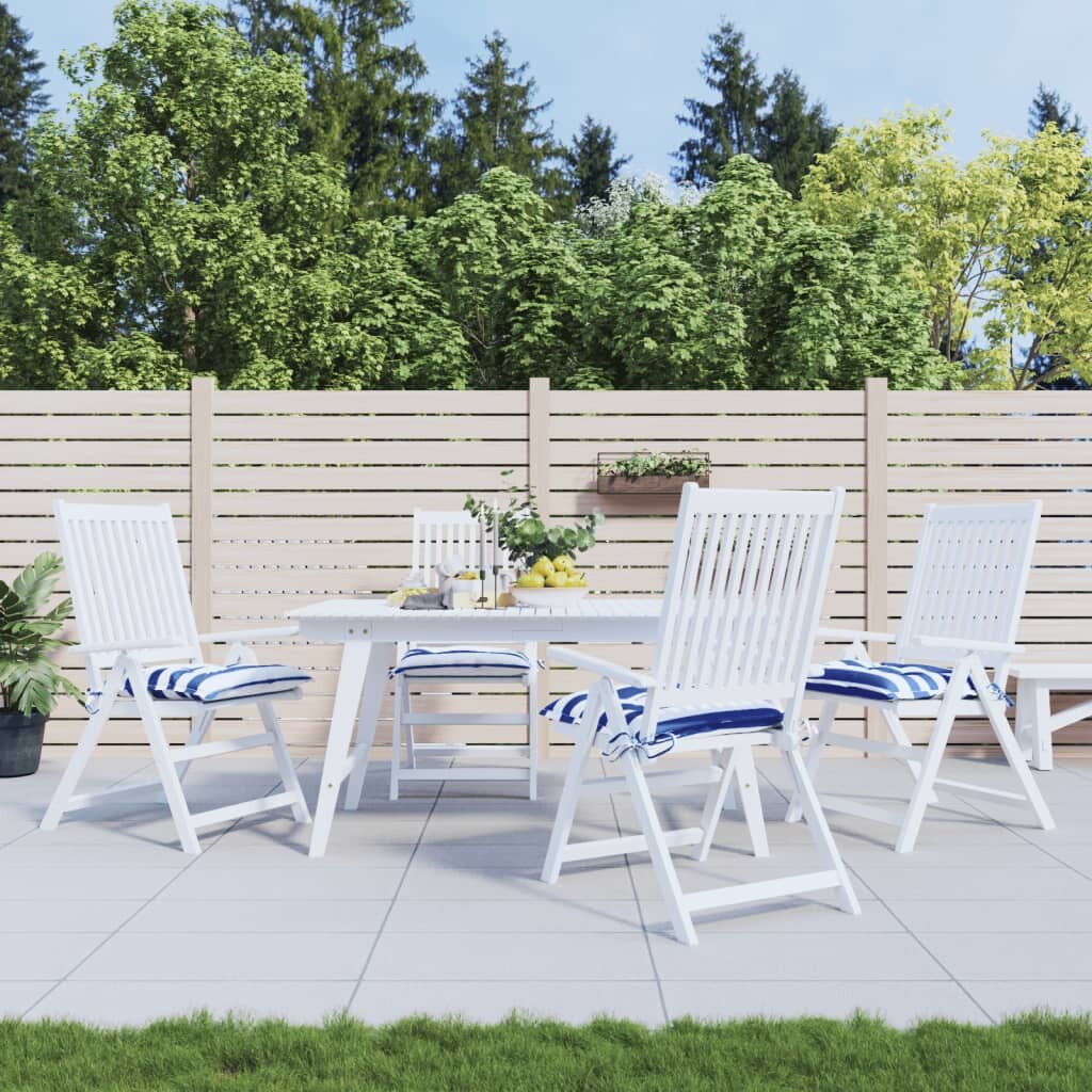 vidaXL Възглавници за столове 4 бр синьо и бяло райе 40x40x7 см плат