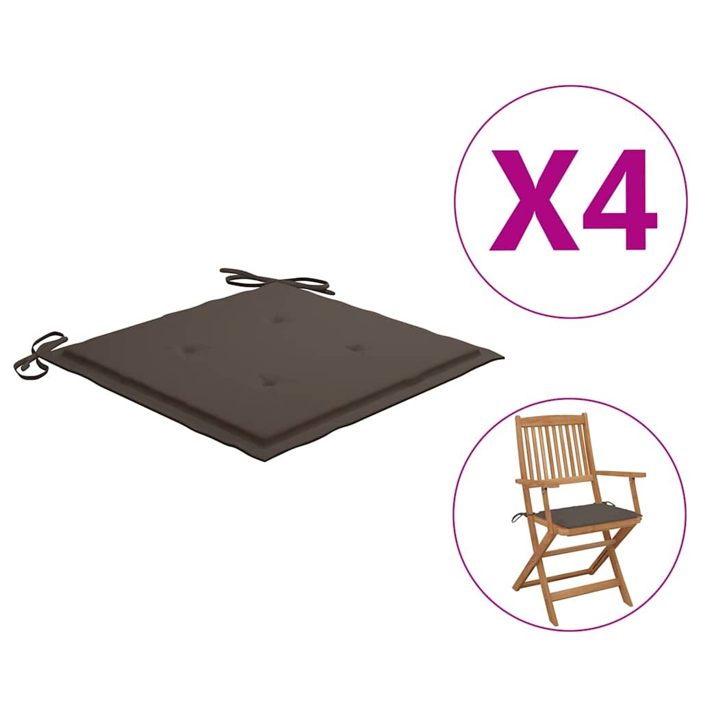 vidaXL Възглавници за столове 4 бр таупе 40x40x3 см Оксфорд плат