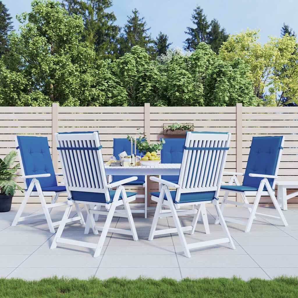 vidaXL Възглавници за столове 6 бр кралско сини 120x50x3 см плат