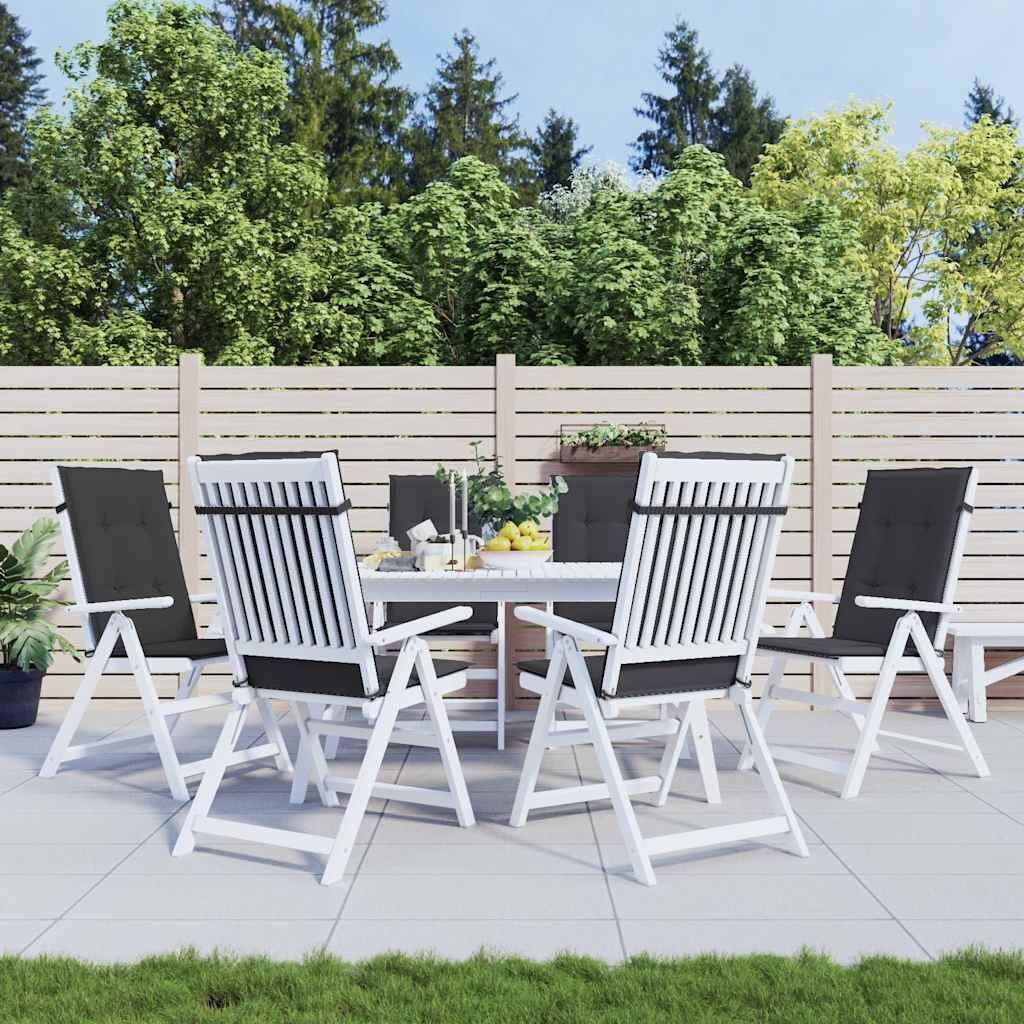 vidaXL Възглавници за столове с облегалки 6 бр черни 120x50x3 см плат