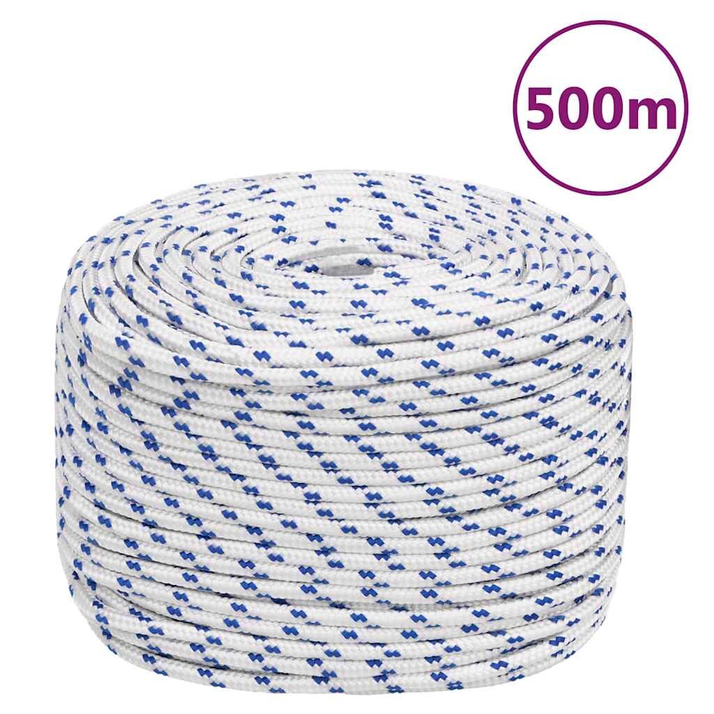 vidaXL Въже за лодка бяло 10 мм 500 м полипропилен