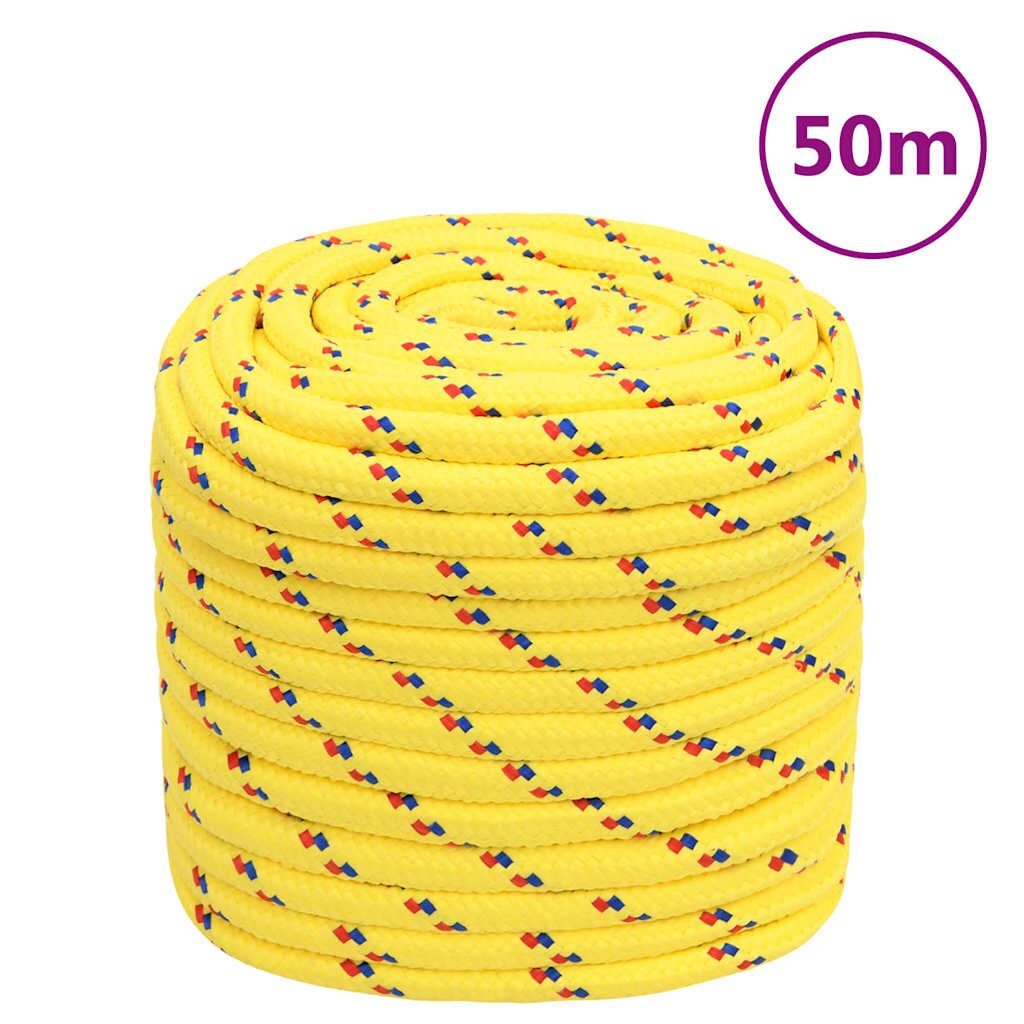 vidaXL Въже за лодка жълто 16 мм 50 м полипропилен