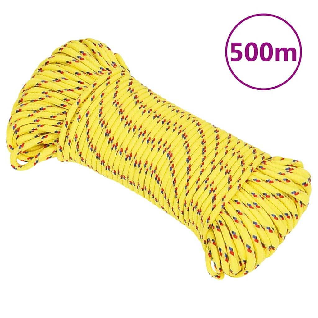vidaXL Въже за лодка жълто 3 мм 500 м полипропилен