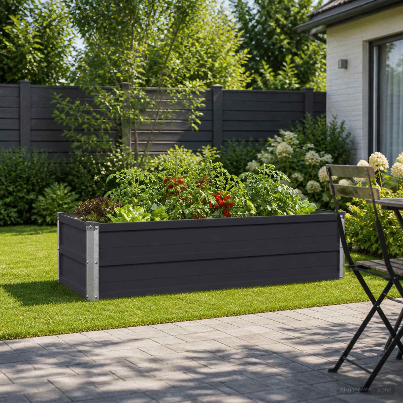 vidaXL Вдигната леха за градина Антрацит 100 x 40 x 24 см Стомана