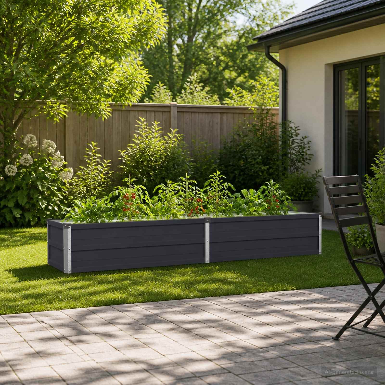 vidaXL Вдигната леха за градина Антрацит 160 x 40 x 24 см Стомана