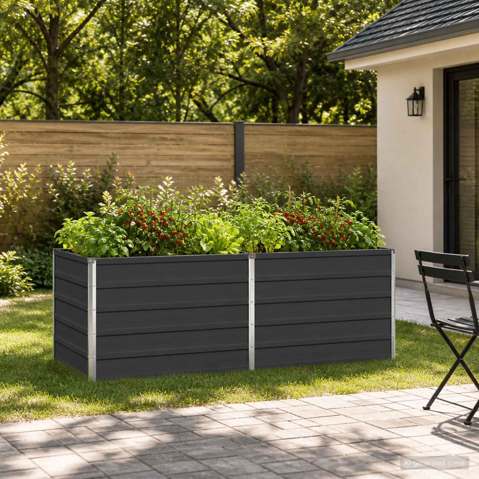 vidaXL Вдигната леха за градина Антрацит 163 x 80 x 55 cm