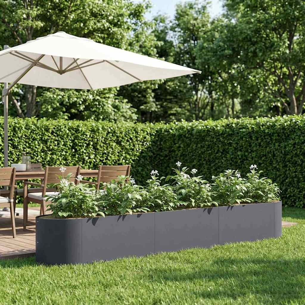 vidaXL Вдигната леха за градина Антрацит 300 x 40 x 40 см Стомана