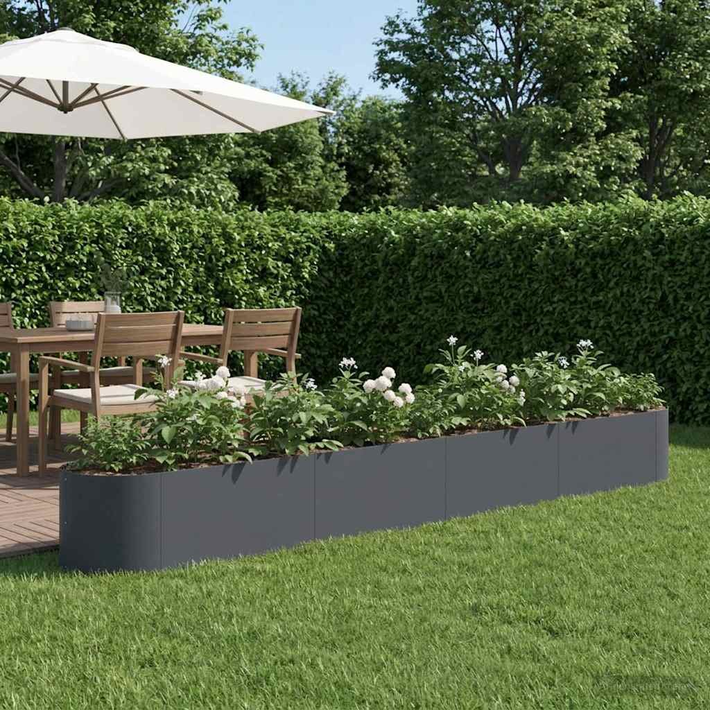 vidaXL Вдигната леха за градина Антрацит 380 x 40 x 40 см Стомана