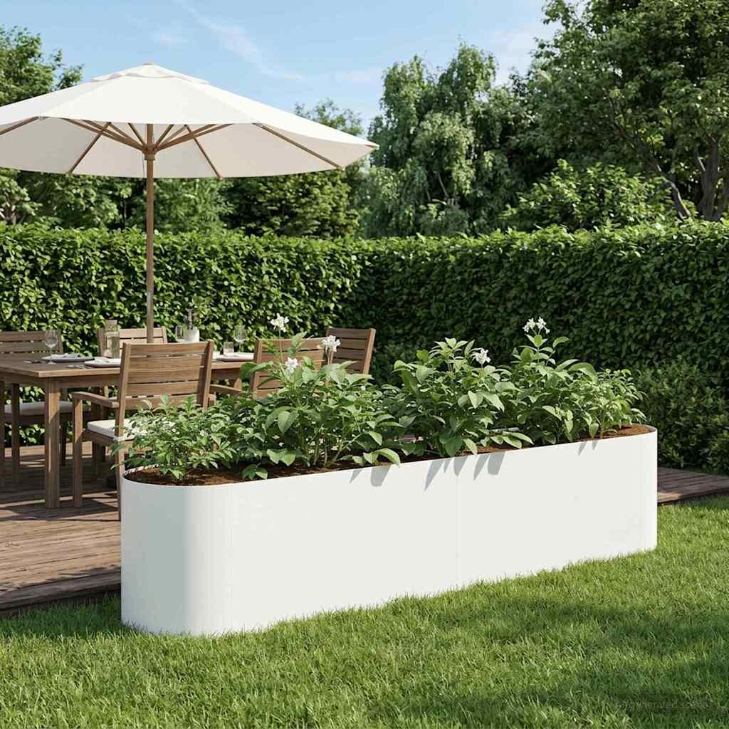 vidaXL Вдигната леха за градина Бяло 200 x 40 x 40 см
