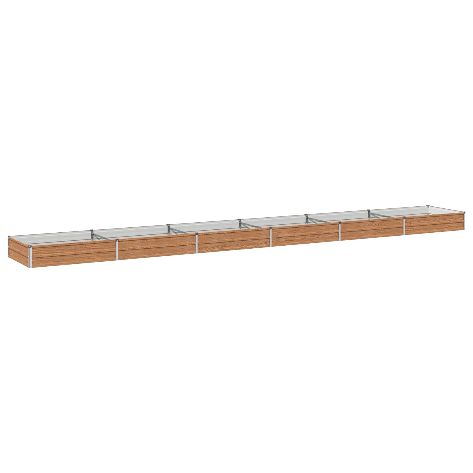 vidaXL Вдигната леха за градина Дървен кафяв 600 x 80 x 24 см
