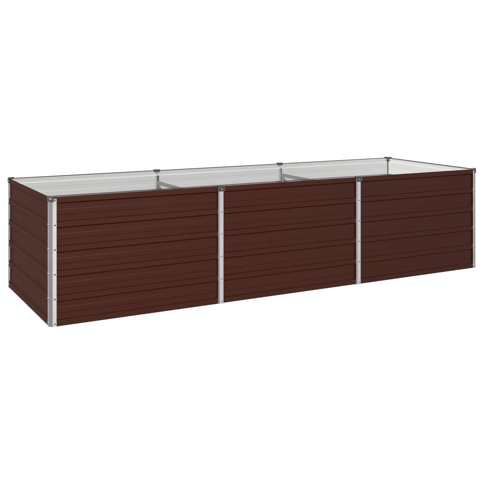 vidaXL Вдигната леха за градина Кафяво 240 x 80 x 55 см