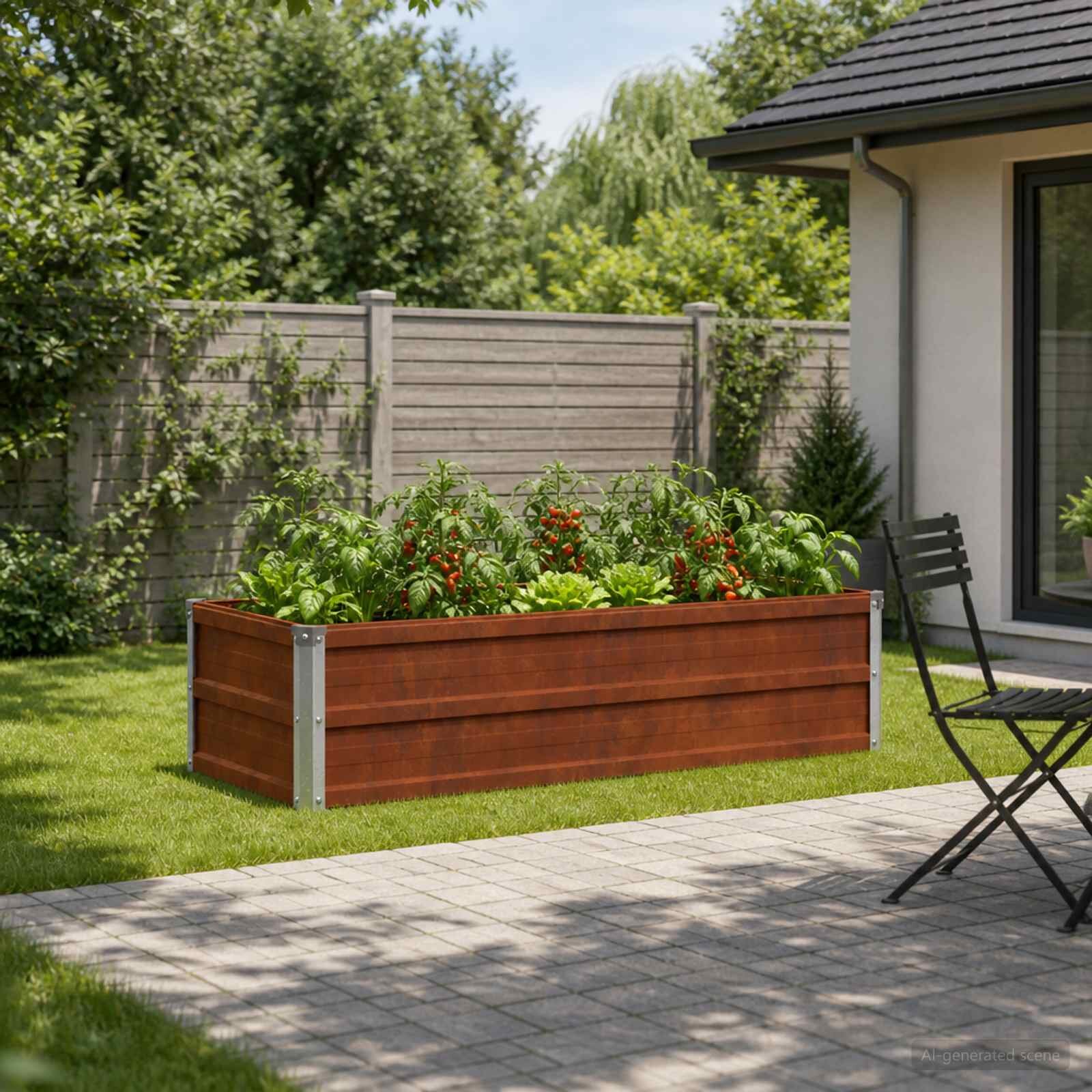 vidaXL Вдигната леха за градина Кортенова стомана 100 x 40 x 24 см