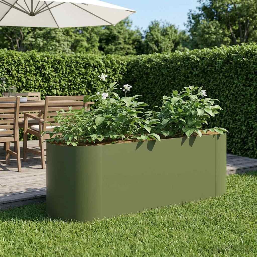 vidaXL Вдигната леха за градина Маслиненозелено 120 x 40 x 40 см