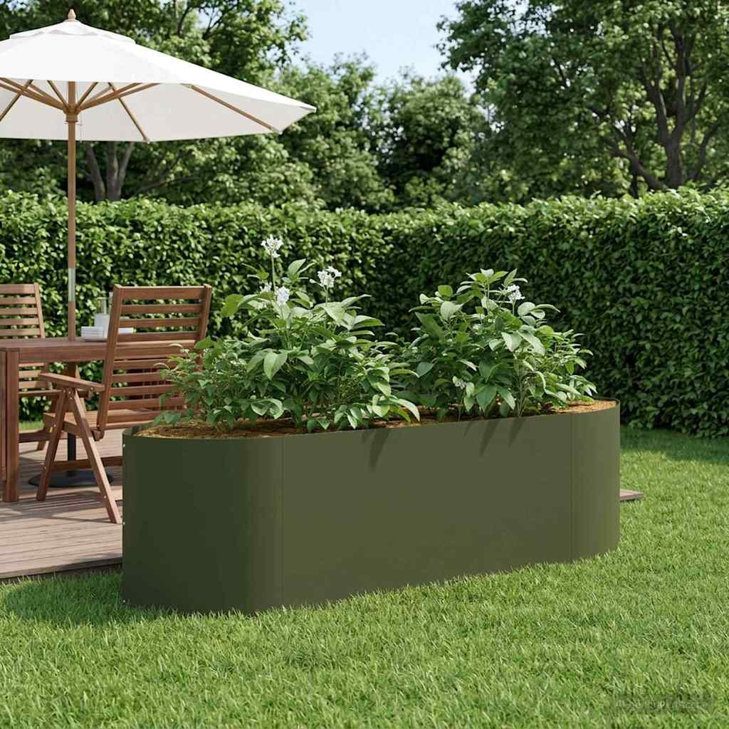 vidaXL Вдигната леха за градина Маслиненозелено 140 x 40 x 40 см