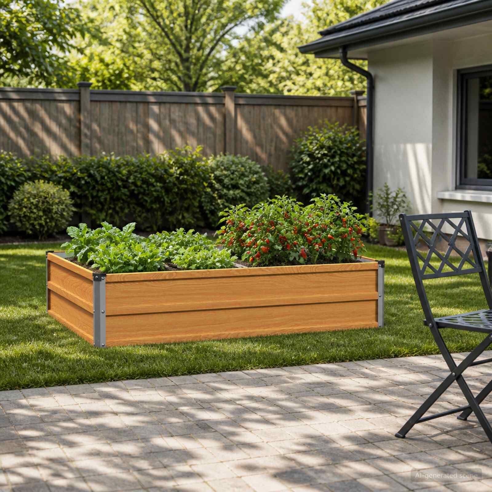 vidaXL Вдигната леха за градина Натурално дърво 100 x 80 x 24 см