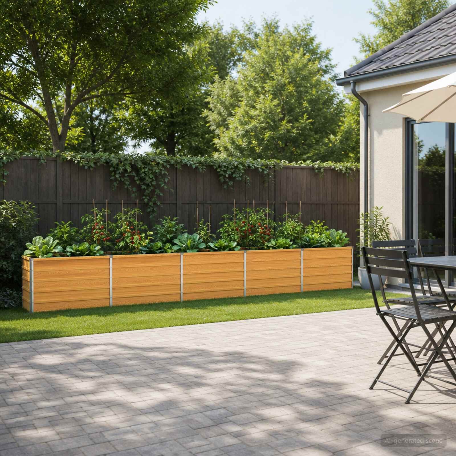 vidaXL Вдигната леха за градина Натурално дърво 400 x 40 x 55 см