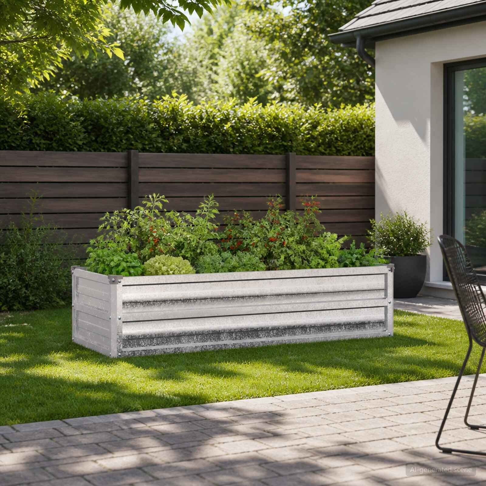 vidaXL Вдигната леха за градина Поцинковано сребристо 100 x 40 x 24 см
