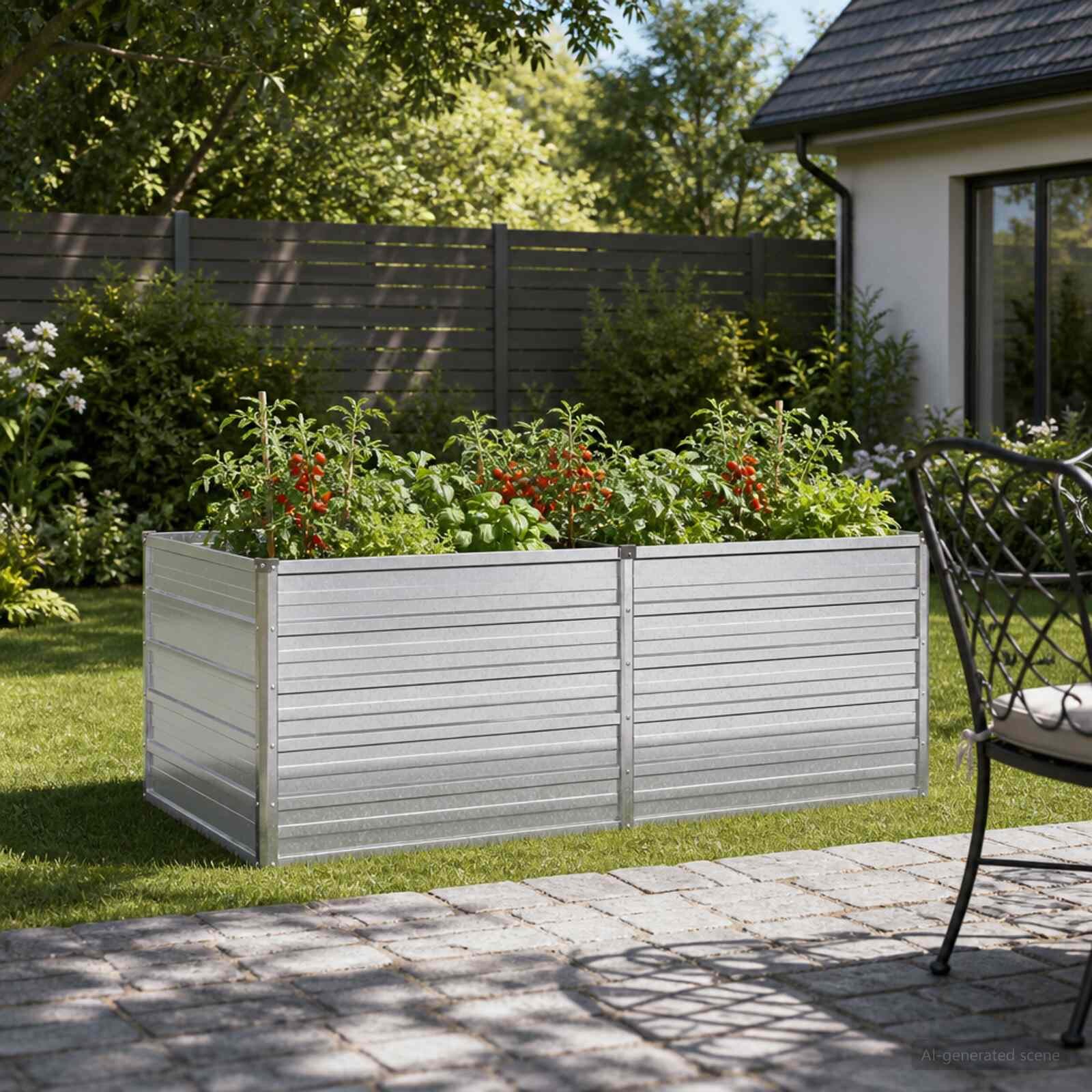 vidaXL Вдигната леха за градина Поцинковано сребристо 163 x 80 x 55 cm