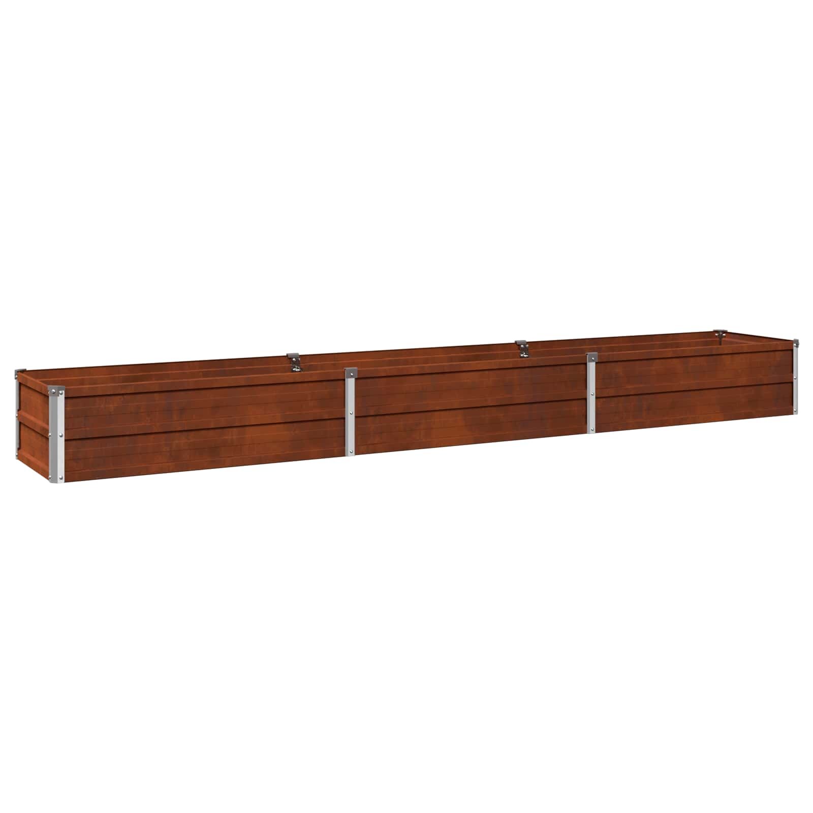 vidaXL Вдигната леха за градина Ръждясало 240 x 40 x 24 см картон