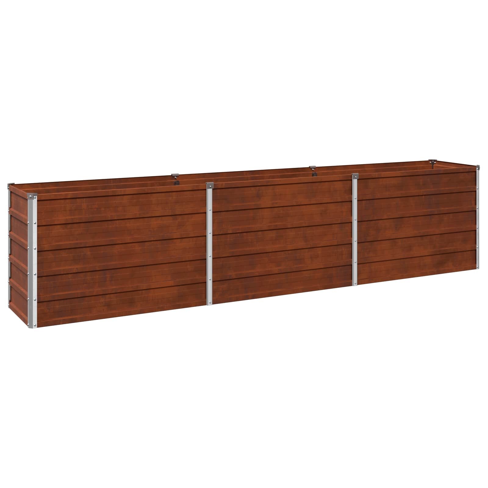 vidaXL Вдигната леха за градина Ръждясало 240 x 40 x 55 см картон