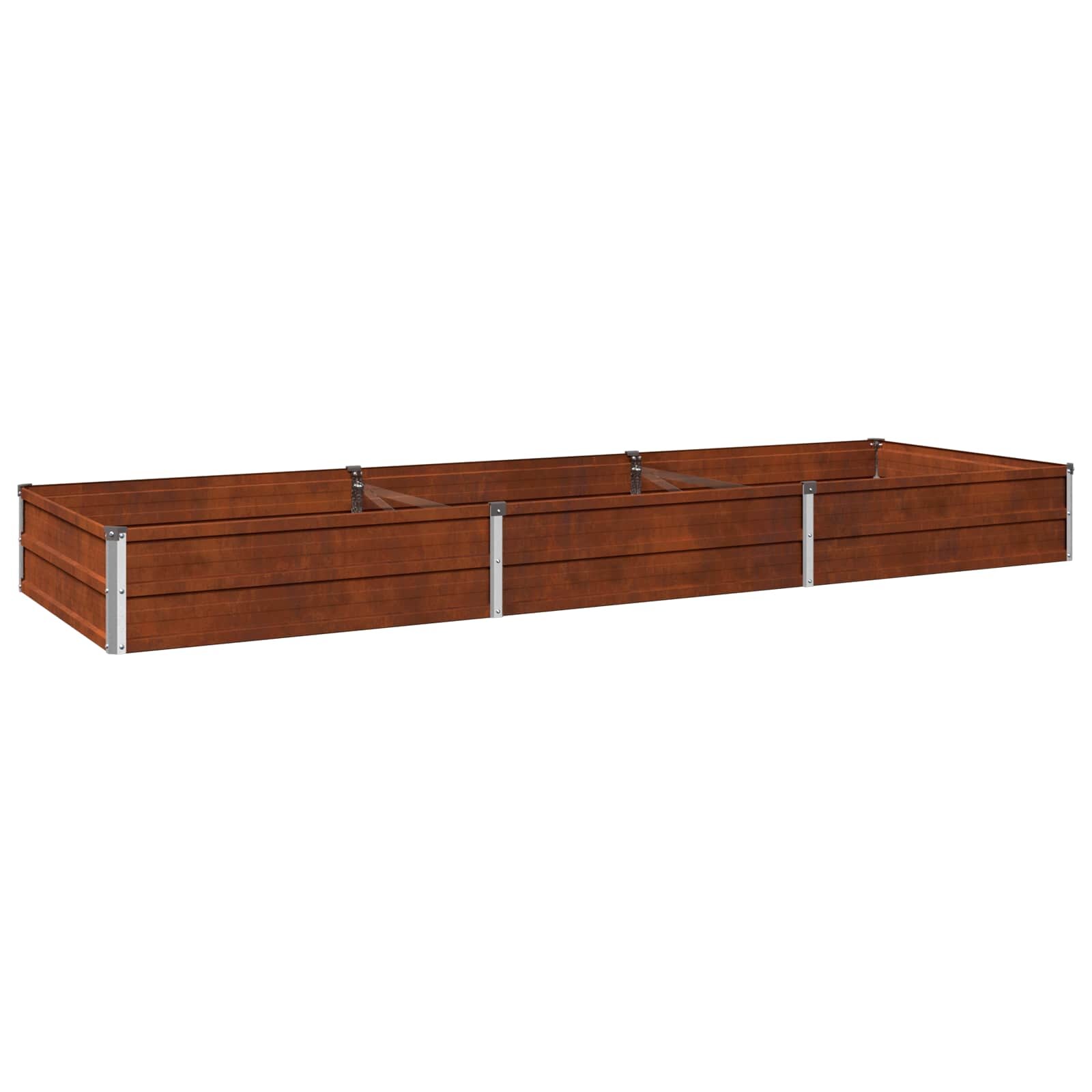 vidaXL Вдигната леха за градина Ръждясало 240 x 80 x 24 см картон