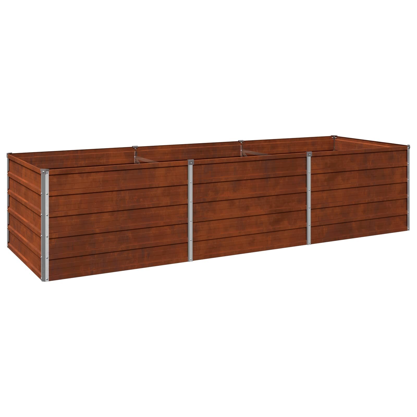 vidaXL Вдигната леха за градина Ръждясало 240 x 80 x 55 см картон