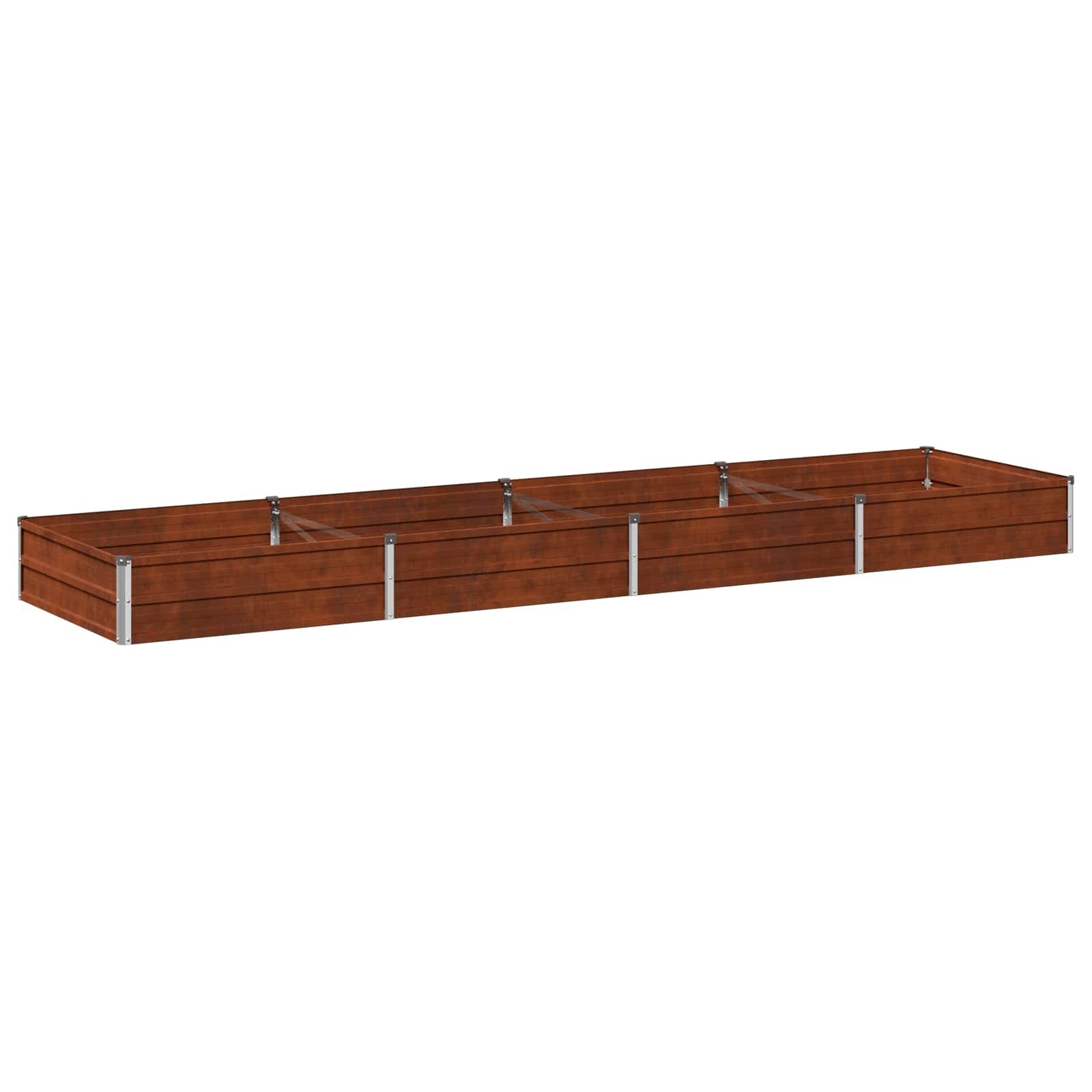 vidaXL Вдигната леха за градина Ръждясало 320 x 80 x 24 см картон
