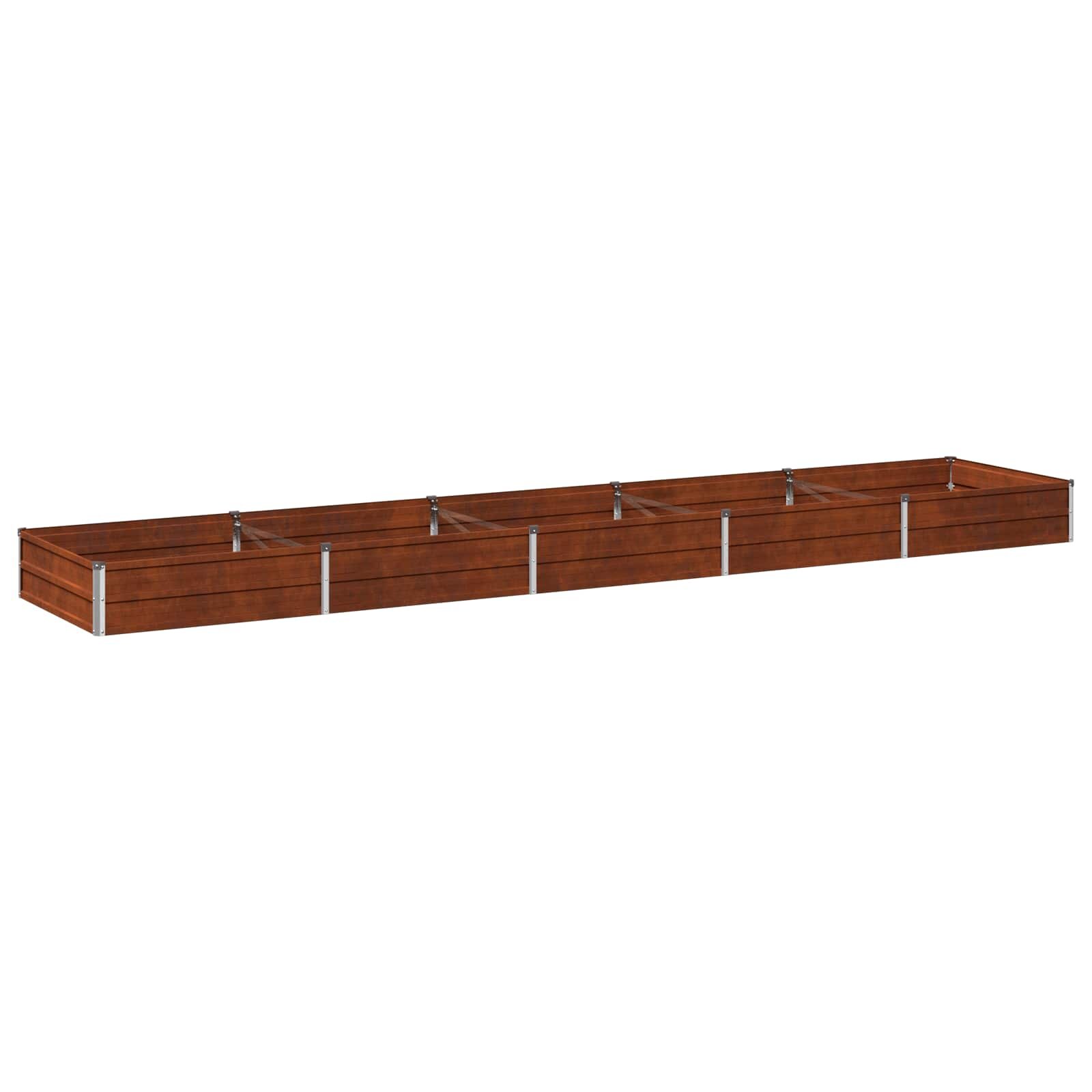vidaXL Вдигната леха за градина Ръждясало 400 x 80 x 24 см картон