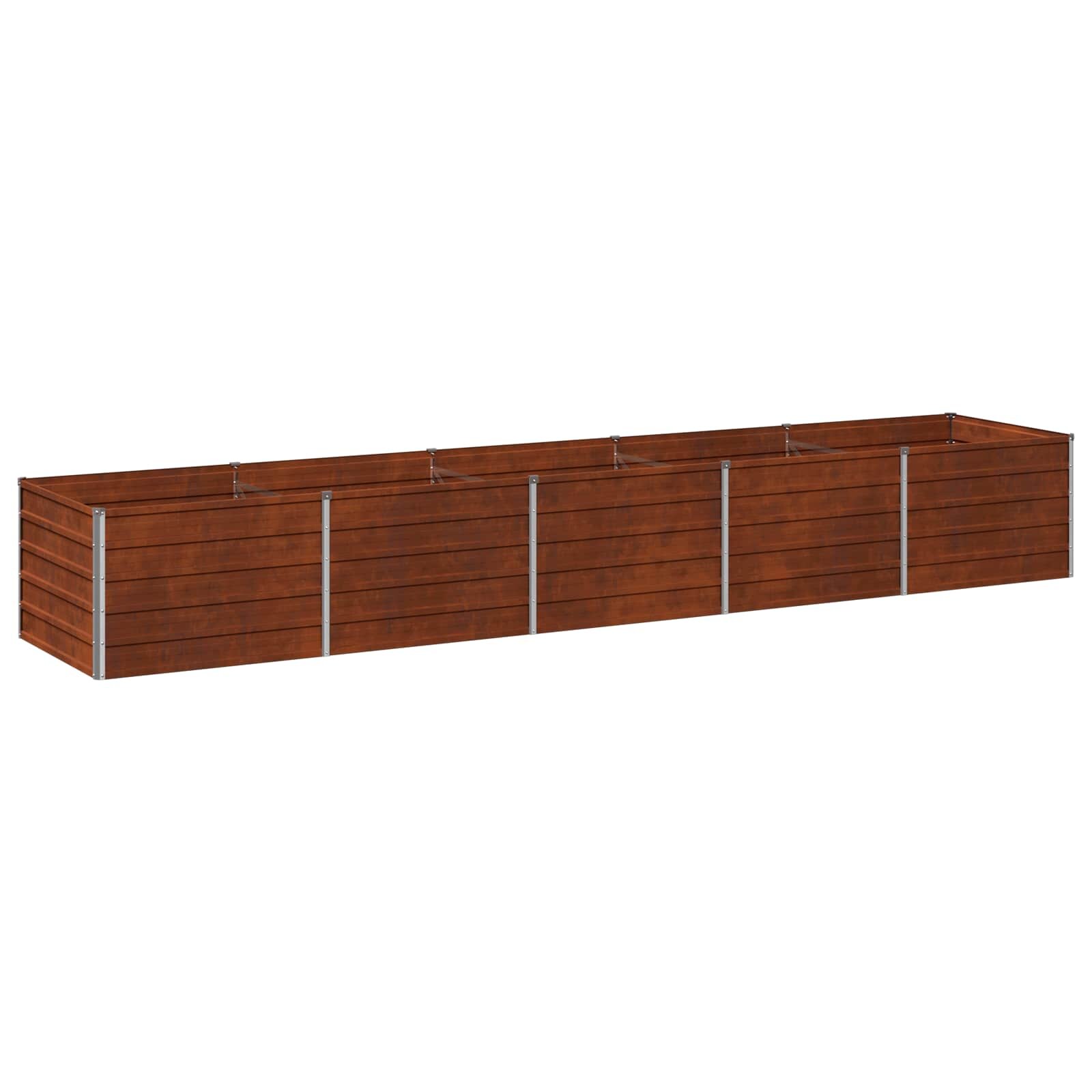 vidaXL Вдигната леха за градина Ръждясало 400 x 80 x 55 см картон