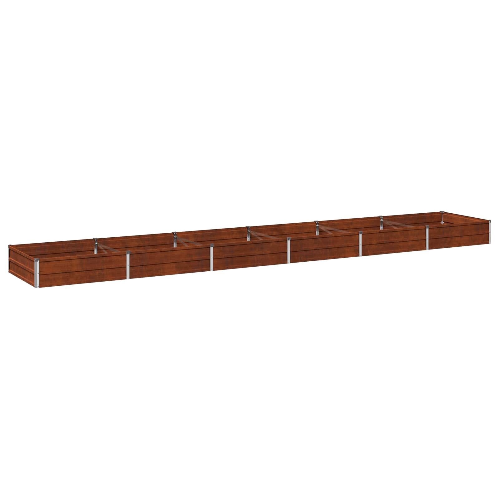 vidaXL Вдигната леха за градина Ръждясало 480 x 80 x 24 см картон