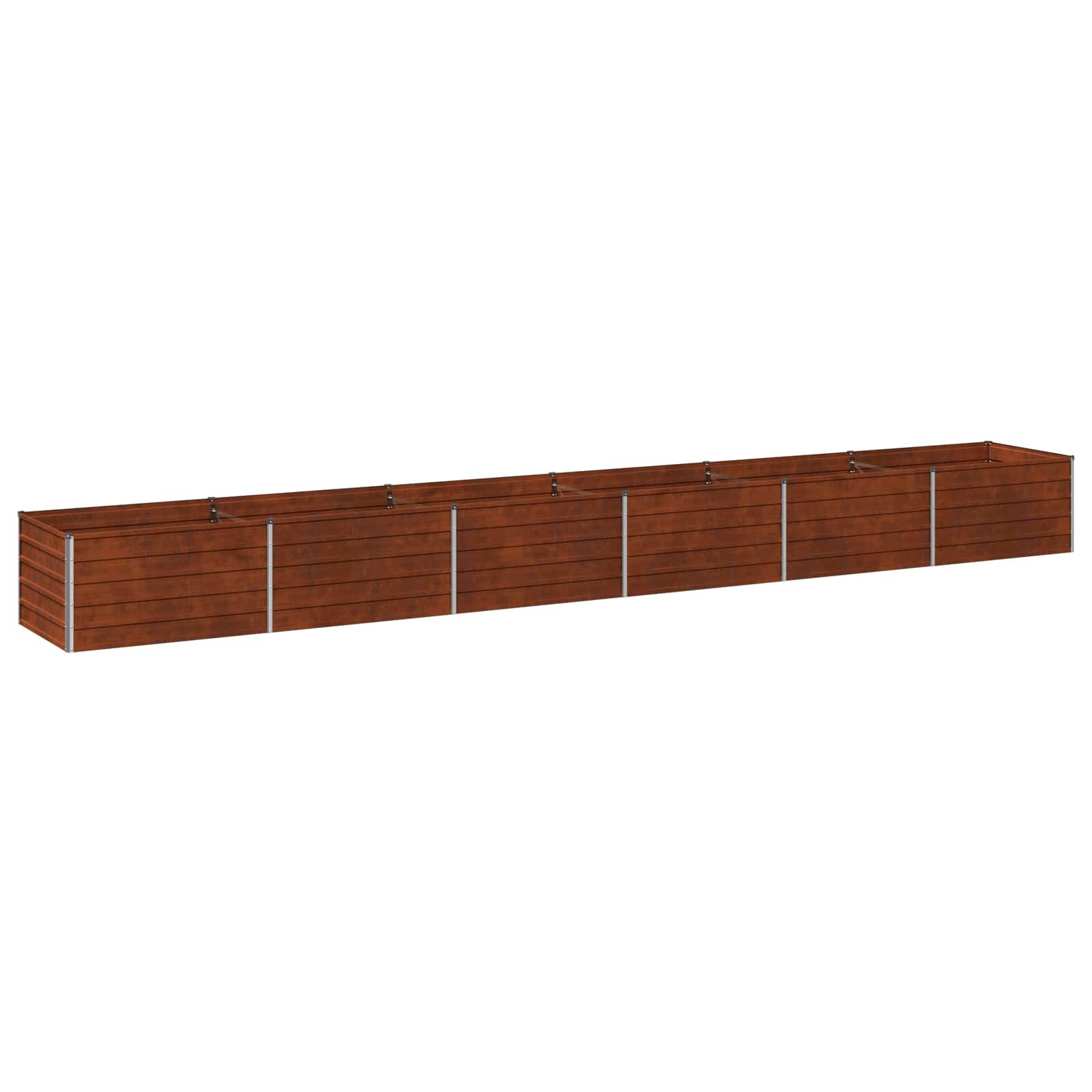 vidaXL Вдигната леха за градина Ръждясало 600 x 80 x 55 см картон