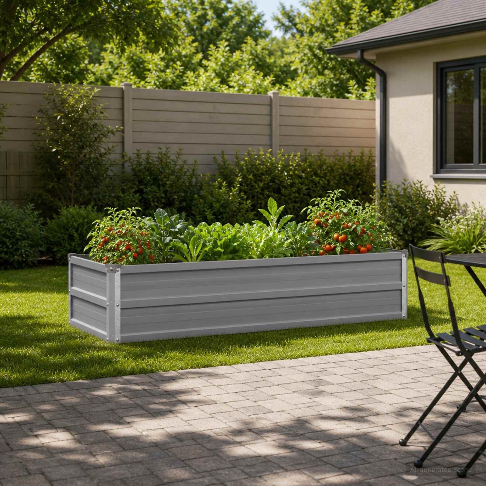 vidaXL Вдигната леха за градина Сиво 100 x 40 x 24 см Стомана