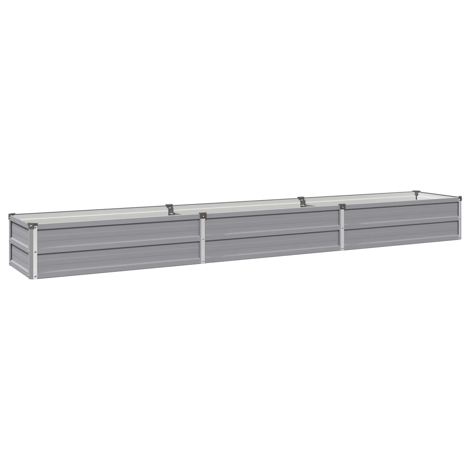vidaXL Вдигната леха за градина Сиво 240 x 40 x 24 см
