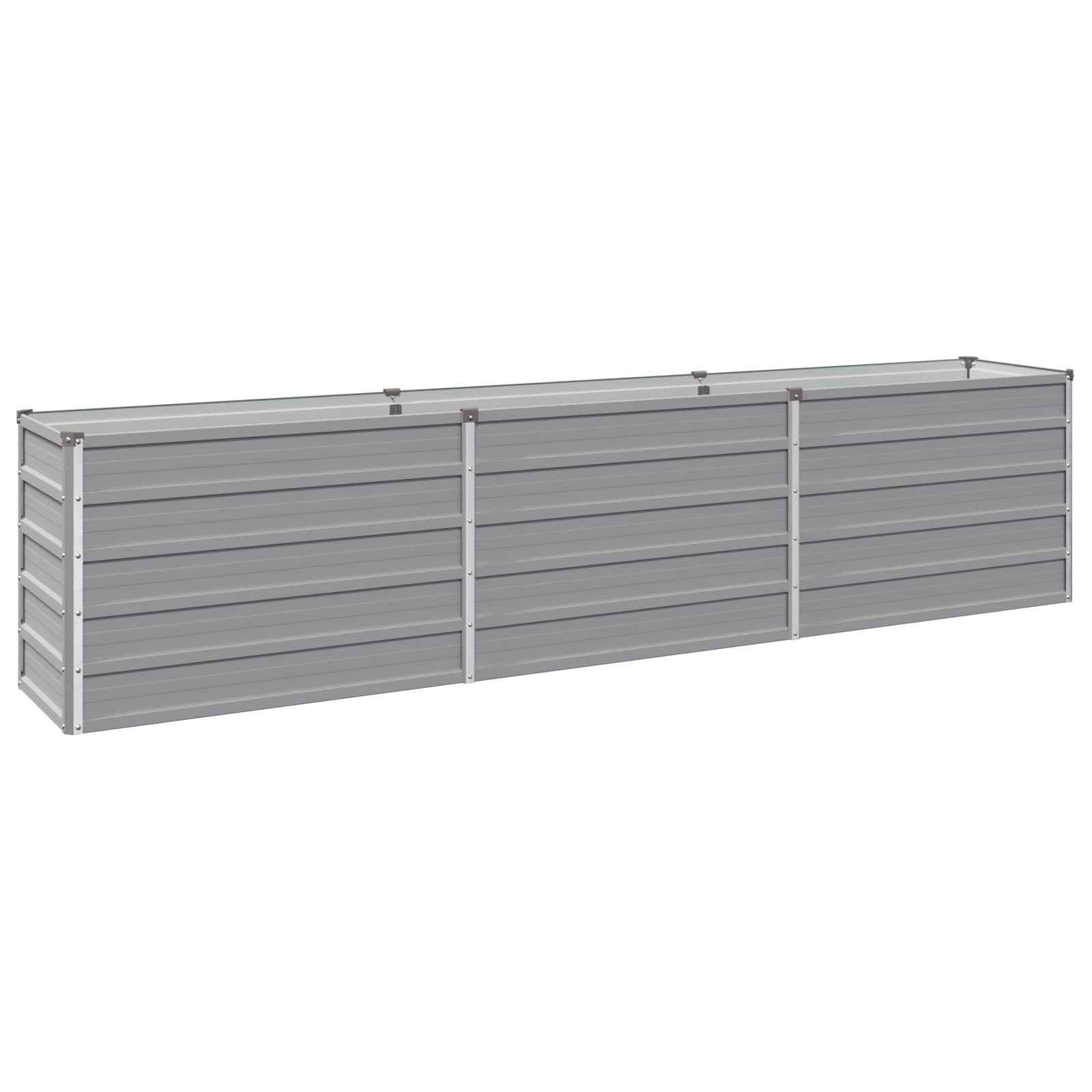 vidaXL Вдигната леха за градина Сиво 240 x 40 x 55 см