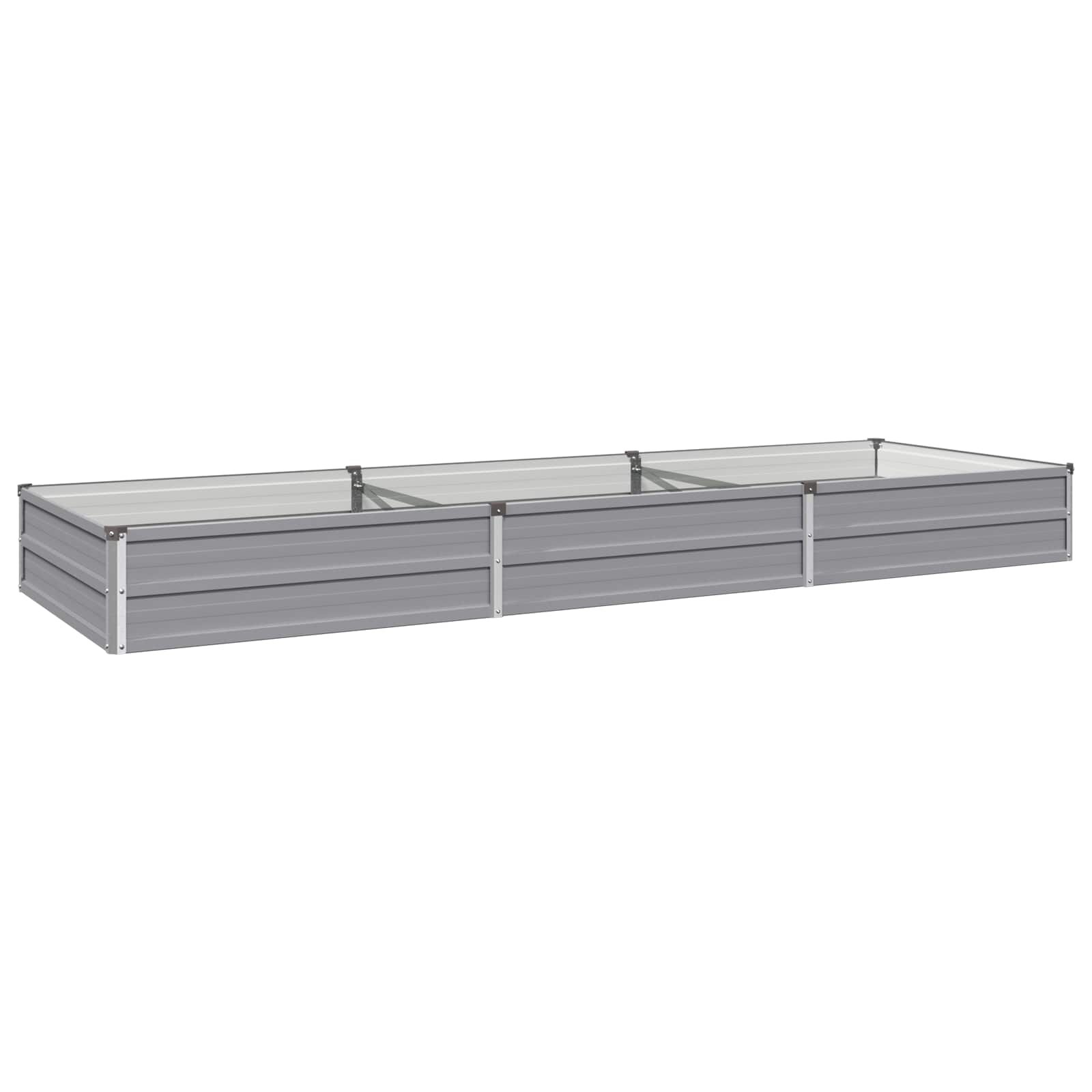 vidaXL Вдигната леха за градина Сиво 240 x 80 x 24 см