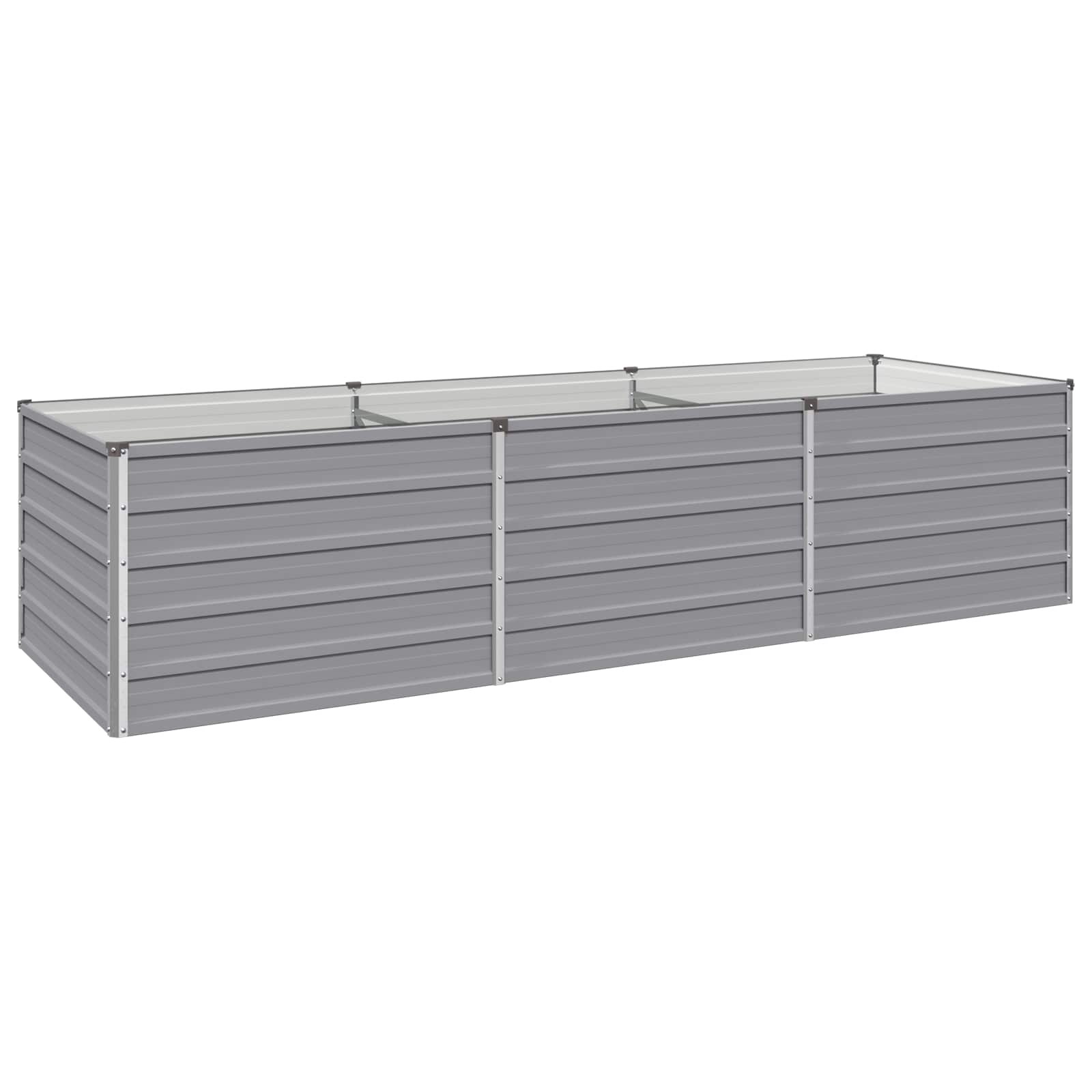 vidaXL Вдигната леха за градина Сиво 240 x 80 x 55 см