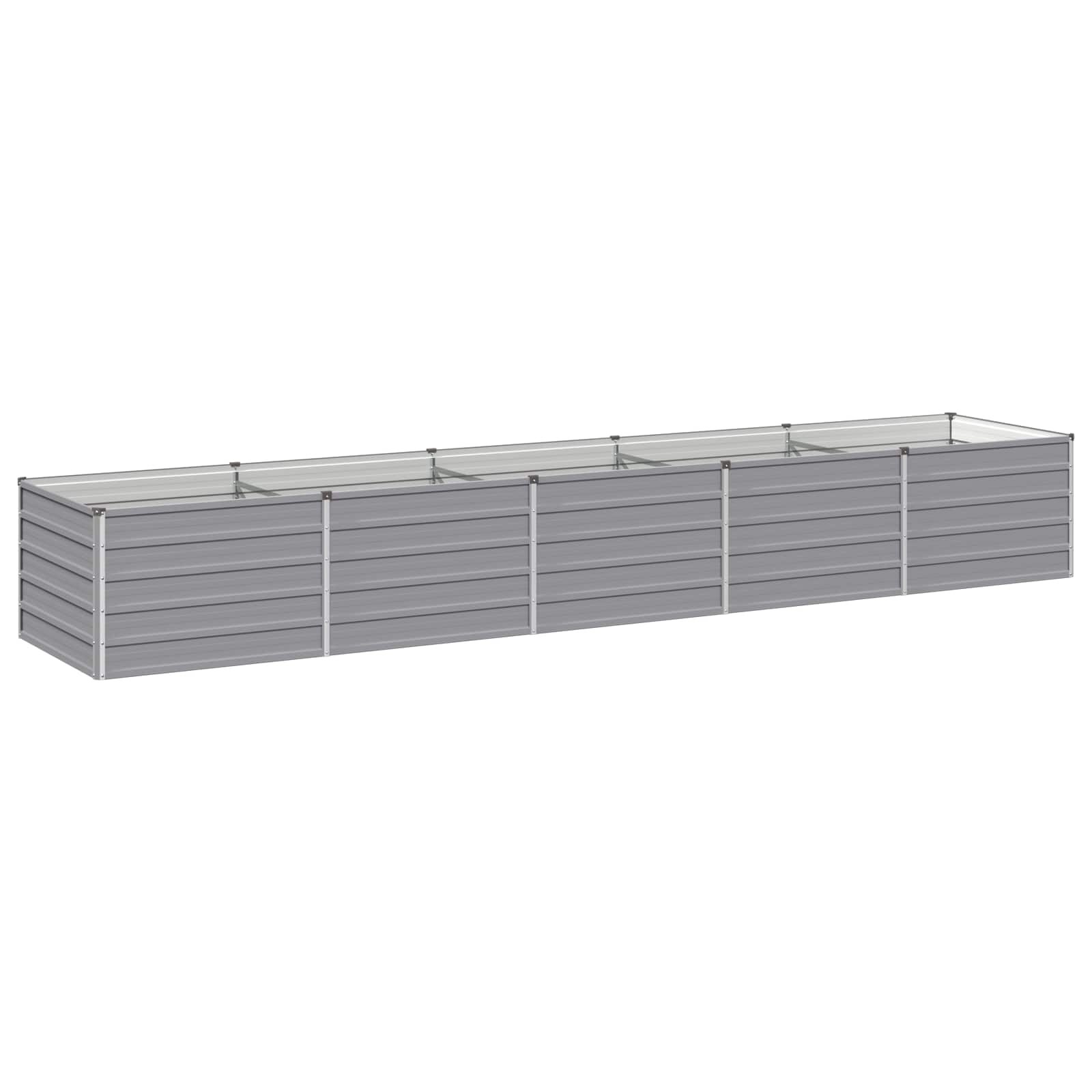 vidaXL Вдигната леха за градина Сиво 400 x 80 x 55 см