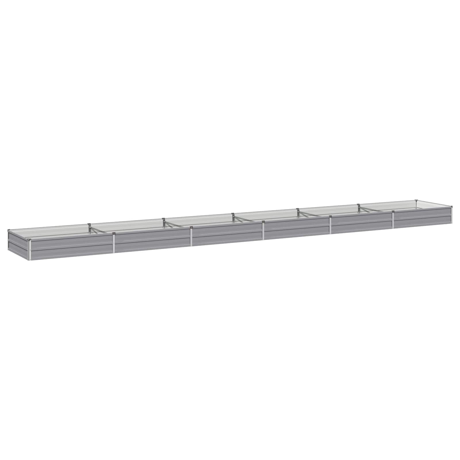 vidaXL Вдигната леха за градина Сиво 600 x 80 x 24 см