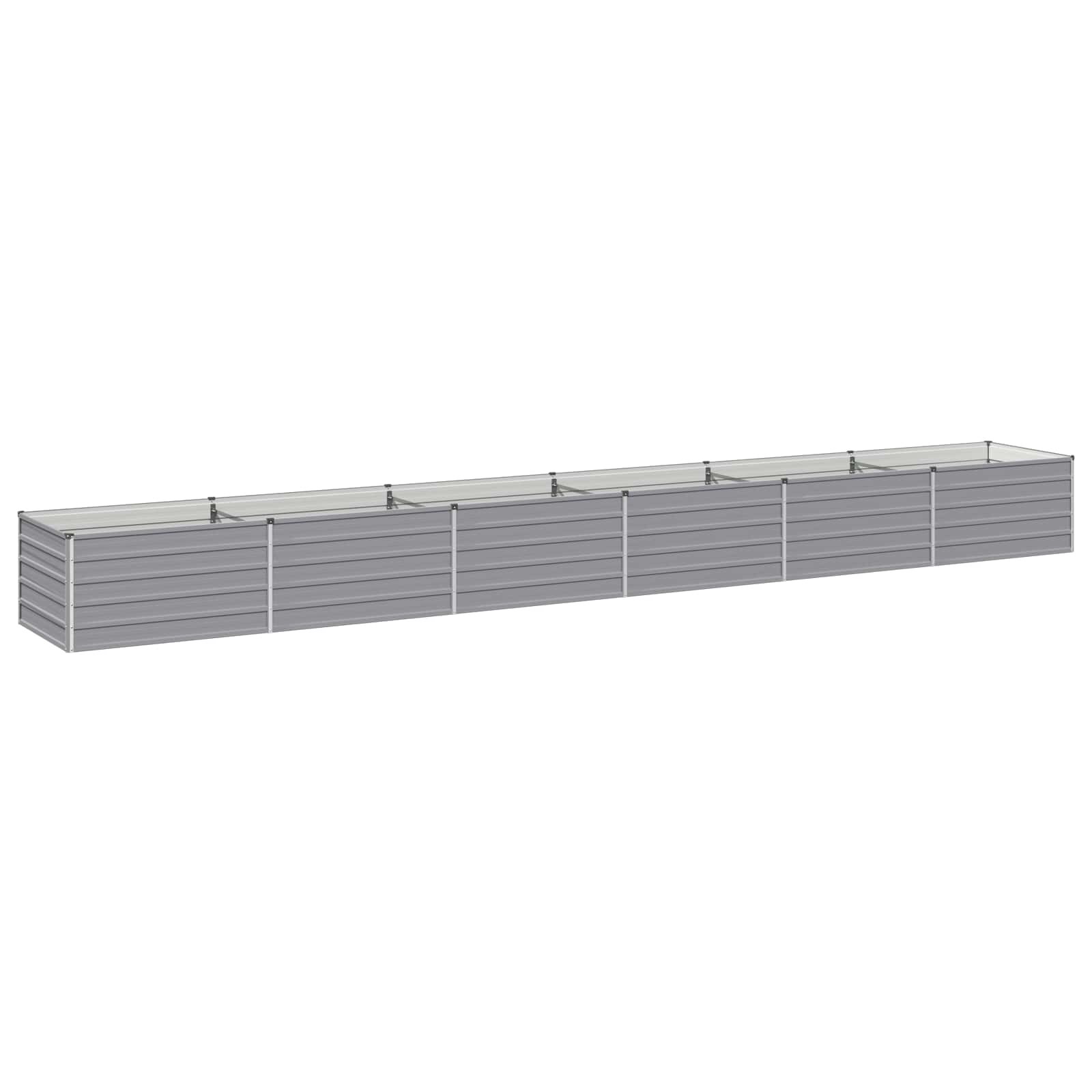 vidaXL Вдигната леха за градина Сиво 600 x 80 x 55 см