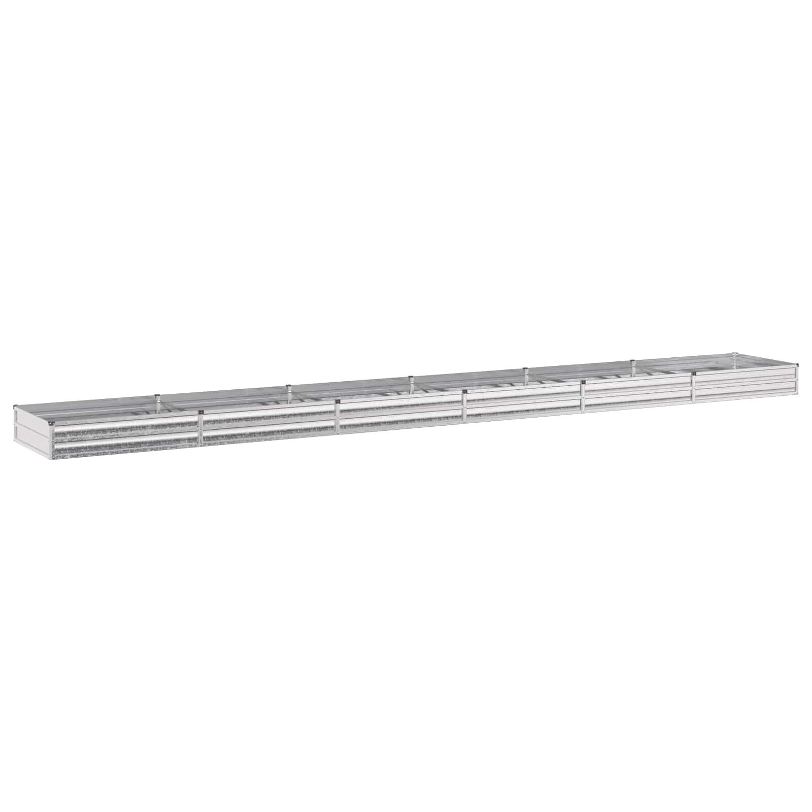 vidaXL Вдигната леха за градина Сребристо 600 x 80 x 24 см оцинкован