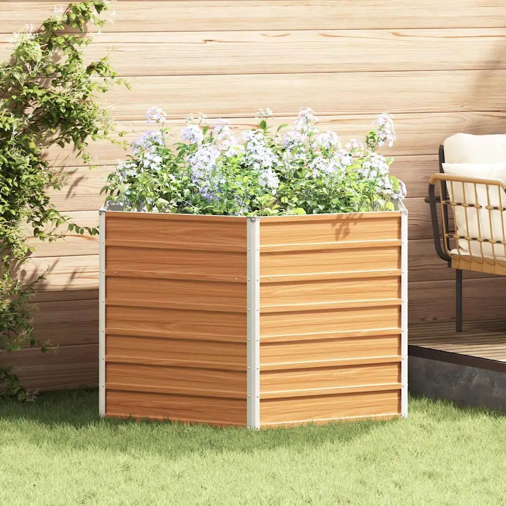 vidaXL Вдигната леха за градина Светло кафяво 129 x 129 x 77 cm