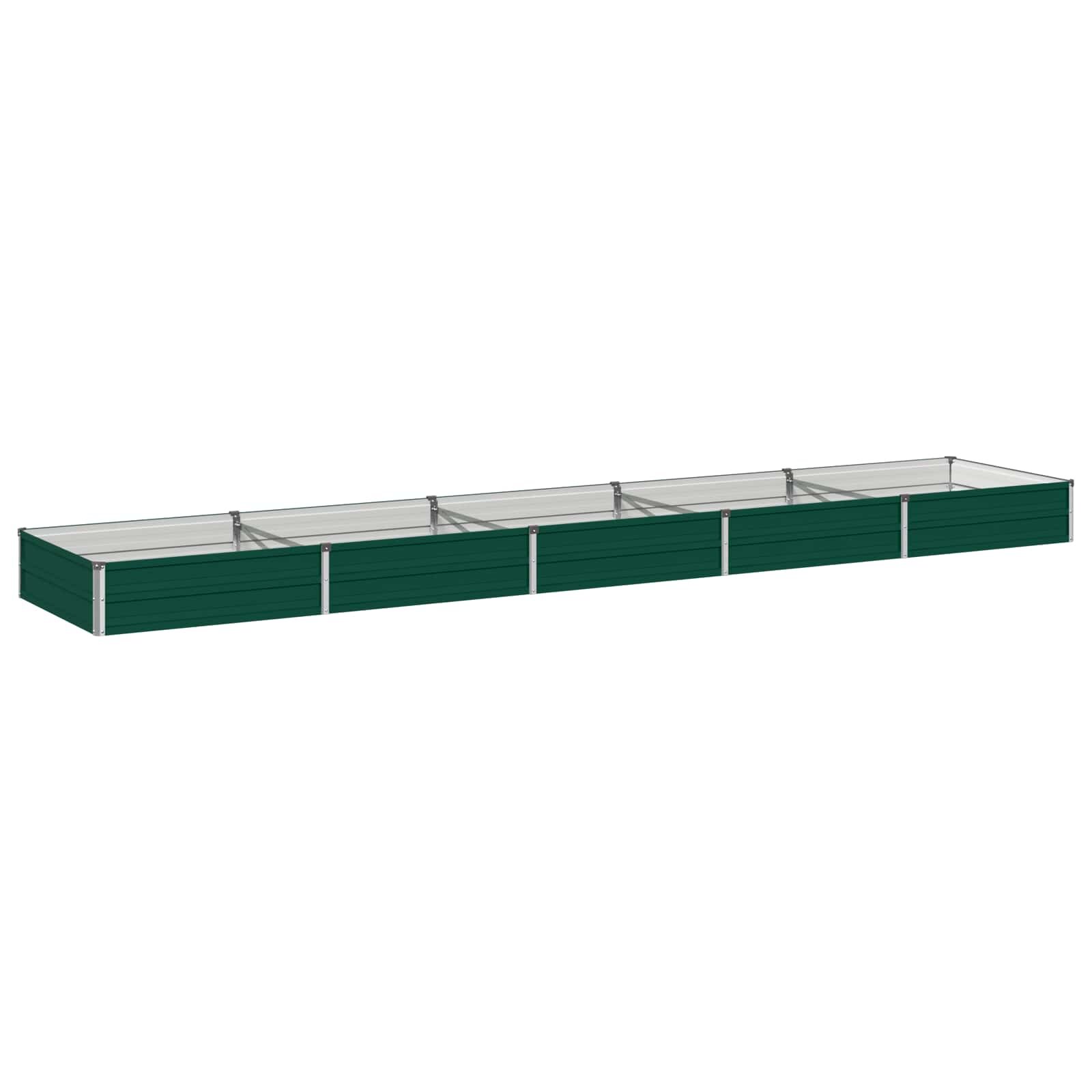 vidaXL Вдигната леха за градина Зелено 400 x 80 x 24 см