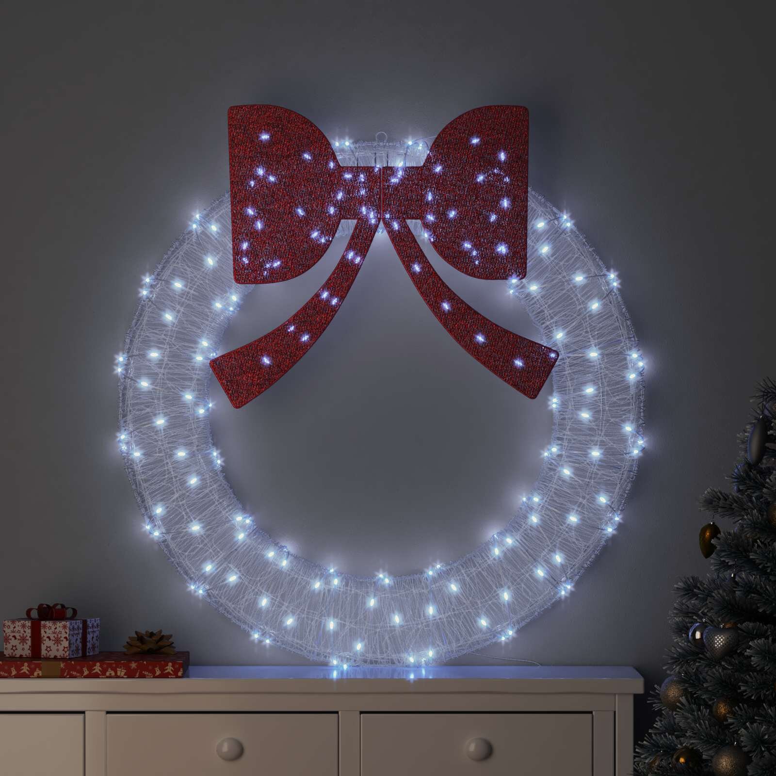 vidaXL Венец 150 LED светодиода Студено бяло 120 cm Акрил